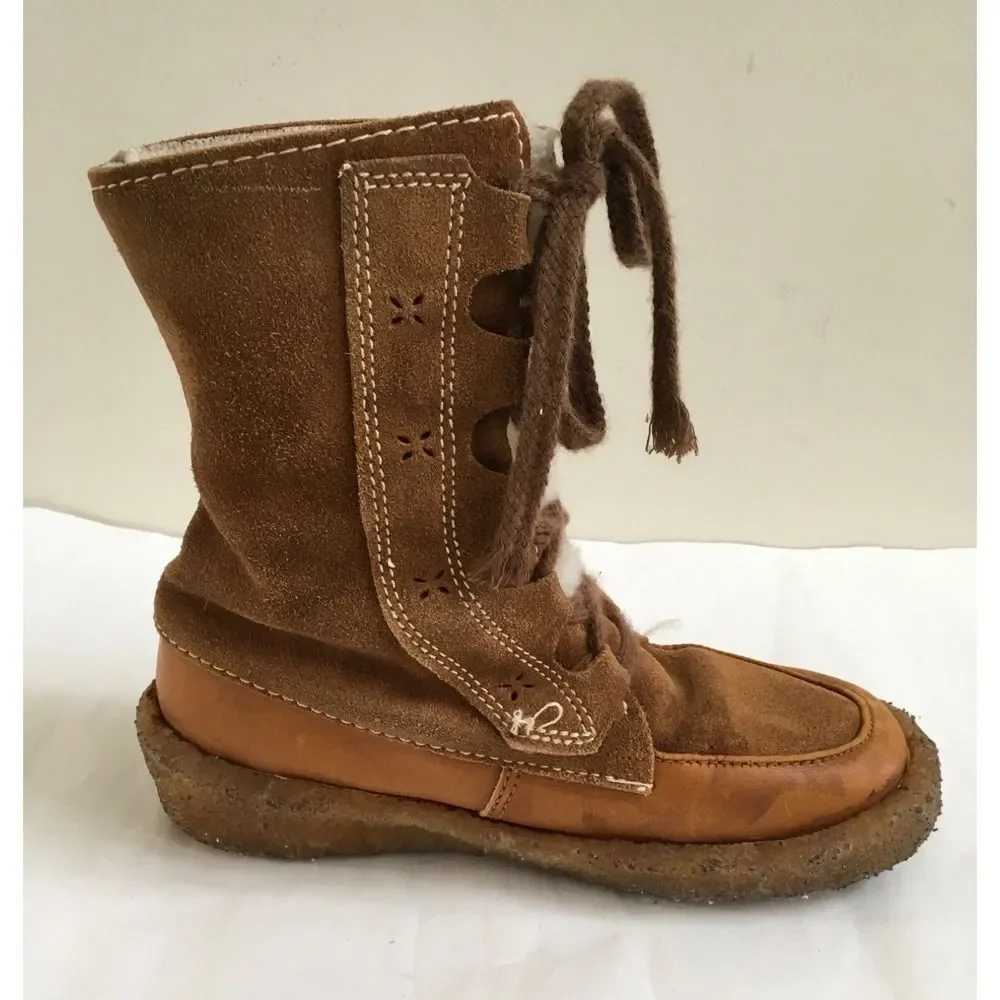 Vintage LL BEAN Sherpa Lined Womens Sz 7 Made In Canada Leather Suede Boots